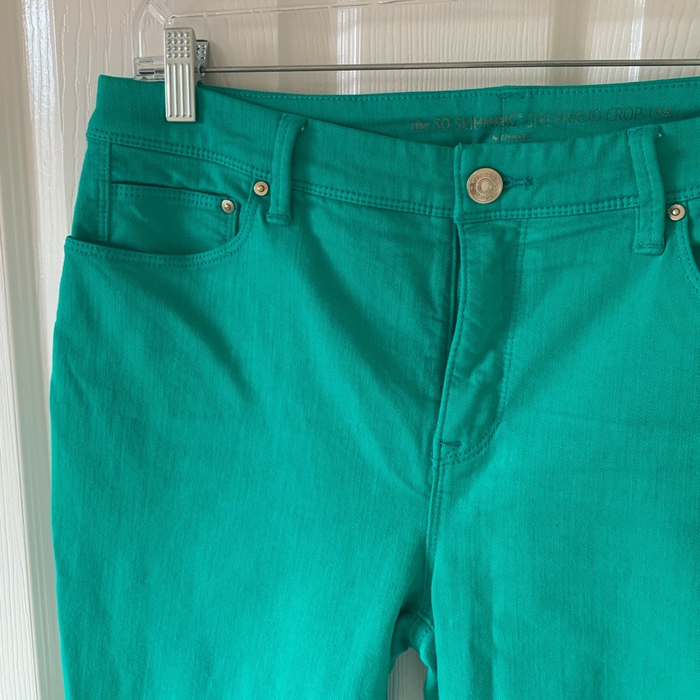 Chico’s So Slimming Crop Teal Mint Green